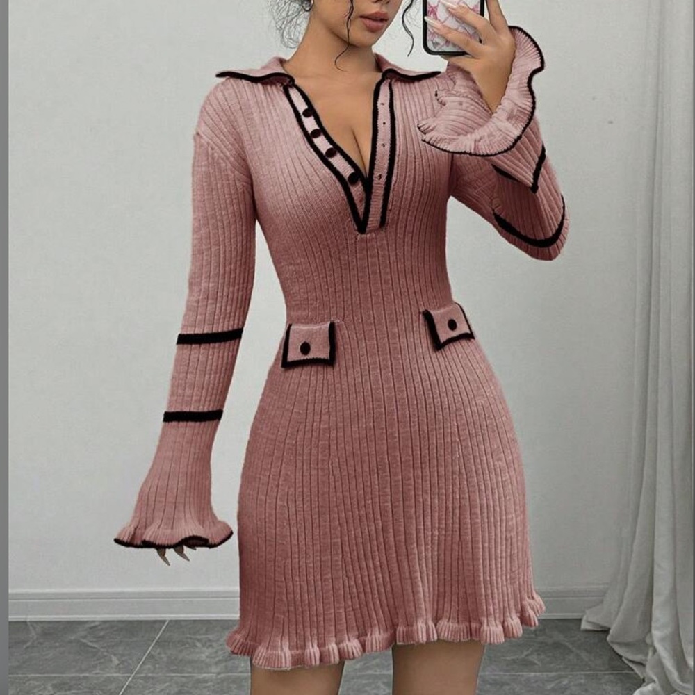 SHEIN | Pink Knit Sweater Dress